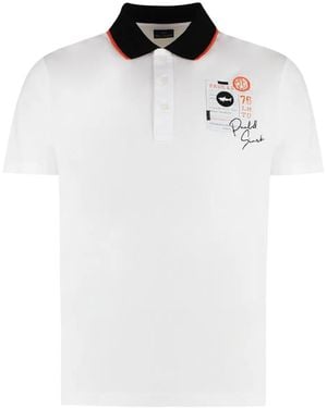 Paul & Shark Contrast-Collar Side-Slit Polo Shirt - White