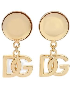 Dolce & Gabbana Clip-On Earrings With Dg Logo - Metallic