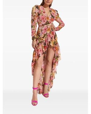 Bronx and Banco Asymmetrisches Blumenkleid mit V-Ausschnitt - Weiß