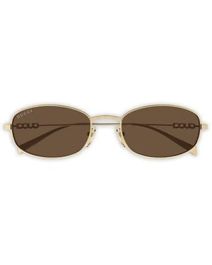 Gucci Gg1940S Logo Oval-Frame Sunglasses - Brown