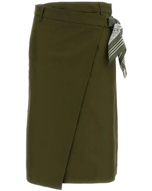 True Royal Scarf-Tie Wrap Skirt - Green