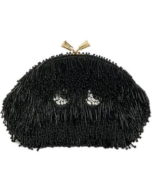 Anya Hindmarch Beaded-Embellished Clutch Bag - Black