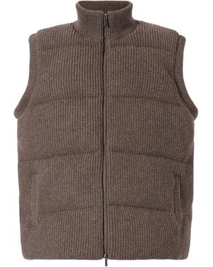 Mc2 Saint Barth Ribbed Zip Gilet - Brown
