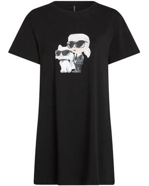 KARL LAGERFELD Ikon Sketch Short-Sleeved Pyjama Dress - Black