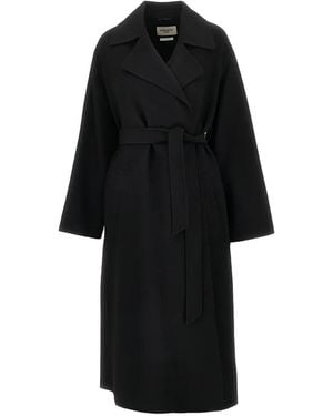 Weekend by Maxmara Belted Wrap Single-Breasted Coat - Black