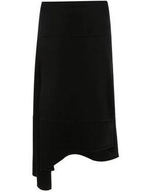 Victoria Beckham Asymmetric Midi Skirt - Black