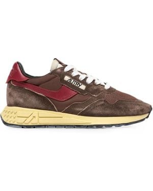 Autry Reelwind Logo-Patch Panelled Trainers - Brown