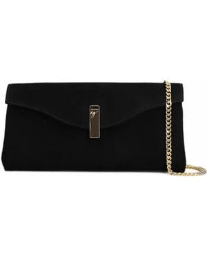 Giuseppe Zanotti Logo-Plaque Chain-Link Clutch Bag - Black