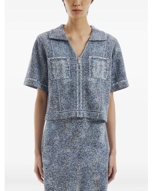 CRUSH Collection Zip-Up Short-Sleeve Cardigan - Blue