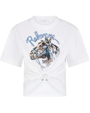 Rabanne T-Shirt Con Stampa - Bianco