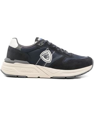 Blauer Sneakers Mit Logo-Patch - Blau