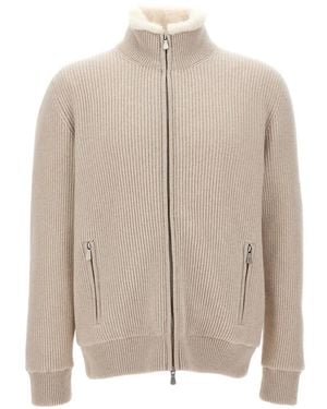 Gran Sasso Cardigan En Cachemire À Design Côtelé - Neutre