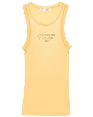 Acne Studios Logo-Print Ribbed Tank Top - Yellow