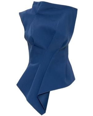 Acler Burbank Asymmetric-Neck Top - Blue