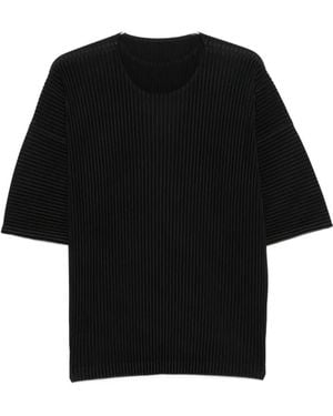 Homme Plissé Issey Miyake Pleated-Design T-Shirt - Black