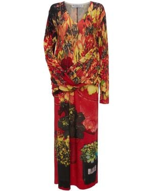 JW Anderson Drape-Front Asymmetric Dress - Red