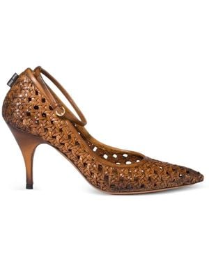 Miu Miu Woven Leather Court Shoes - Brown