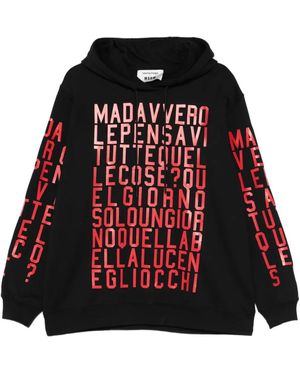 MSGM Graphic-Print Hoodie - Red