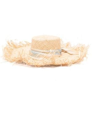 Ermanno Scervino Woven Scarf-Detail Sun Hat - Natural