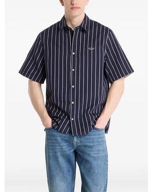 Guess Vertical-Stripe Short-Sleeve Shirt - Blue