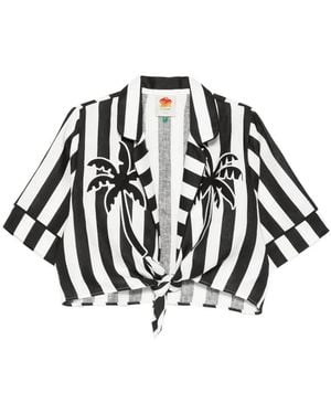 FARM Rio Striped Palm Tree Shirt - Black