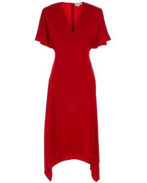 Stella McCartney V-Neck Asymmetric Midi Dress - Red