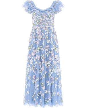 Needle & Thread Sequin Ruffled Midi Dress - Blue