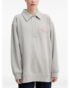Stand Studio Collar Graphic Sweatshirt - Grey