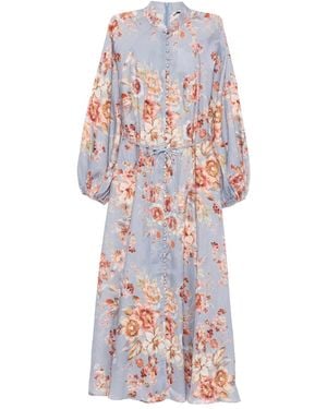 Zimmermann Awaken Billow Floral Midi Dress - White