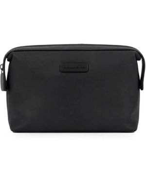 Piquadro Trousse Da Bagno Con Applicazione Logo - Nero