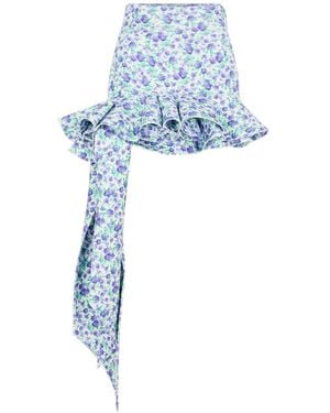 Rabanne Liberty Mini-Rok Met Ruches En Print - Blauw