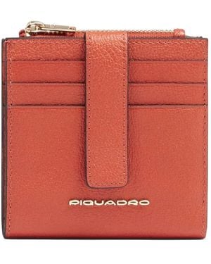 Piquadro Zipped Leather Cardholder - Red