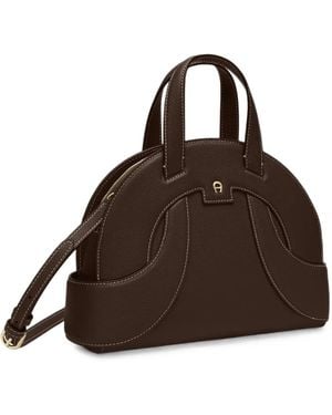 Aigner Medium Sellina Leather Shoulder Bag - Brown
