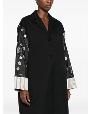 Stine Goya Floral-Print Panelled Coat - Black