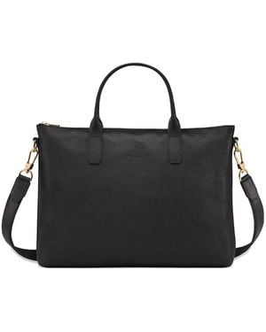 Longchamp Le Foulonna Leather Briefcase - Black