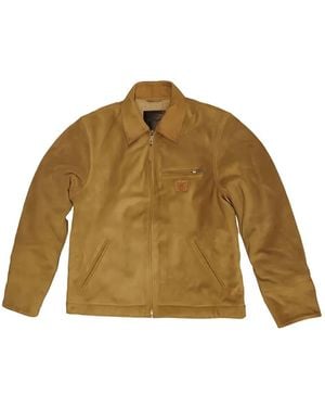 HTC Terry Logo-Patch Suede Jacket - Natural