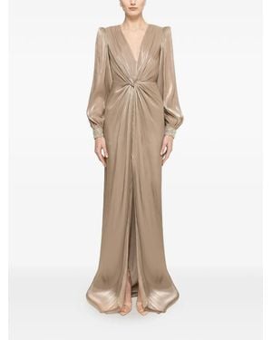 Nissa Twist-Detail Chiffon Maxi Dress - Natural