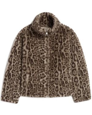 Apparis Brooks Leopard-Print Faux-Fur Jacket - Brown