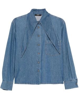 Seventy Exaggerated-Collar Denim Shirt - Blue