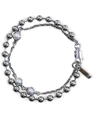 SWEETLIMEJUICE Pearl-Embellished Double-Chain Bracelet - Metallic