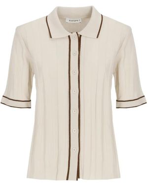 Kangra Poloshirt Aus Geripptem Strick - Weiß