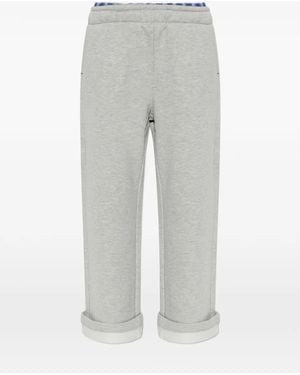 Munthe Nohlan Check-Waistband Turn-Up Track Trousers - Grey
