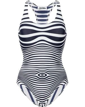 Jean Paul Gaultier Striped Swimsuit - Blue