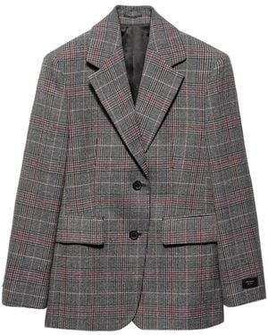 Prada Plaid-Check Blazer in Brown | Lyst Prada Plaid-Check Blazer in Brown | Lyst