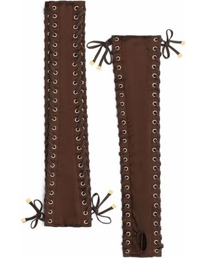 Dolce & Gabbana Eyelet-Detail Satin Gloves - Brown