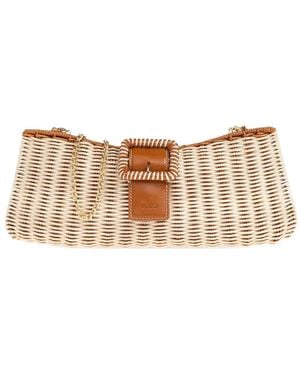 Rodo Buckled Clutch Bag - Natural