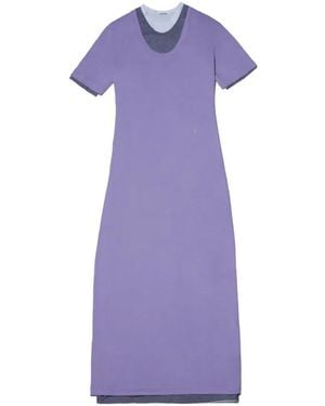 Jil Sander Robe Longue À Manches Courtes Et Effet De Superposition - Purple