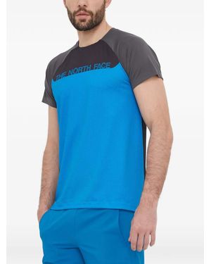 The North Face Logo-Print Paneled T-Shirt - Blue
