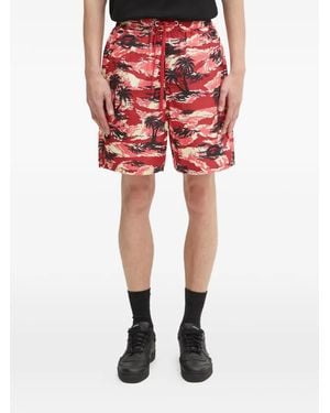 A Bathing Ape Palm-Tree Printed Shorts - Red