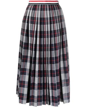Thom Browne Checked Pleated Skirt - Blue
